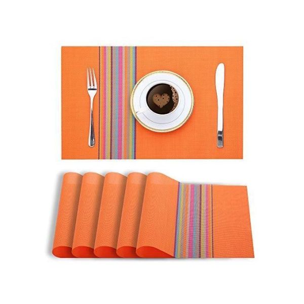 6 Pcs Table Mats with a Runner - Orange