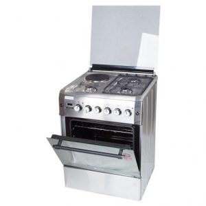 Blueflame Cooker 3 Gas and 1 Gas 60x60cm Electric Oven, Auto Ignition, Oven interior light, Turbofan - Stainless Steel / Inox / Silver