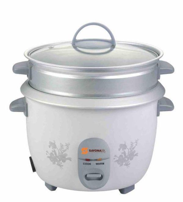 Sayonapps 2.2 Liter Rice Cooker - White and Silver