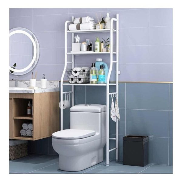 3 Layer Metallic Toilet Rack & Organiser - White