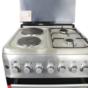 BlueFlame cooker 60x60cm 2 Gas 2 Electric plates with Electric Oven, Combo S6022ERF - Silver (Inox)