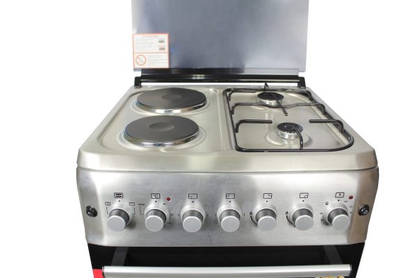 BlueFlame cooker 60x60cm 2 Gas 2 Electric plates with Electric Oven, Combo S6022ERF - Silver (Inox)