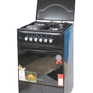 Blueflame 50x50cm 2 Gas 2 Electric Cooker (Model; P5022E-B) with Electric Oven– 2 gas burners 2 electric hot plates  (2+2) , - Black