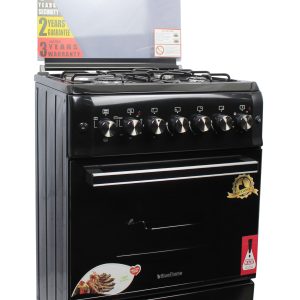 BlueFlame Cooker 60x60cm 3 Gas 1 Electric Plate With Electric Oven, Thermostat Turnspit(rotisserie), S6031EFRP - Black