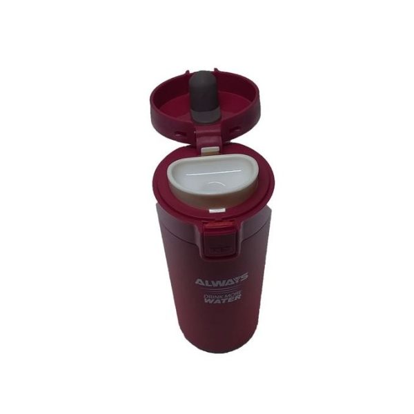 Stainless Steel Travel Mug, 0.4L - Maroon - Image 3