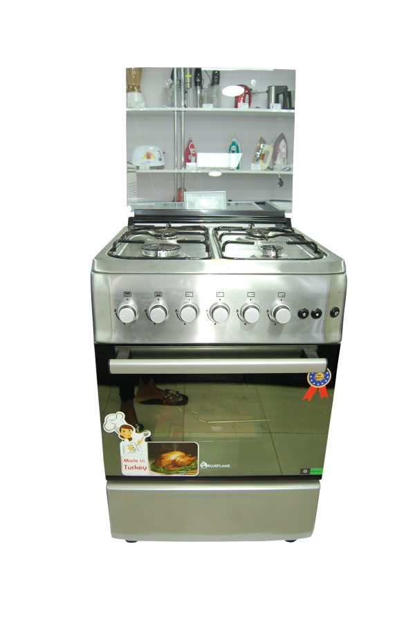 Blue Flame 50x50 Full Gas Cooker - C5040G Cooker, Push Button Ignition, Adjustable Legs- Silver