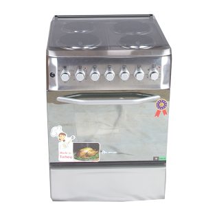 Stainless Steel Blueflame Cooker with 4 Electric burners, Full Electric Oven Fully Electric 60x60cm, S6004ERF - silver