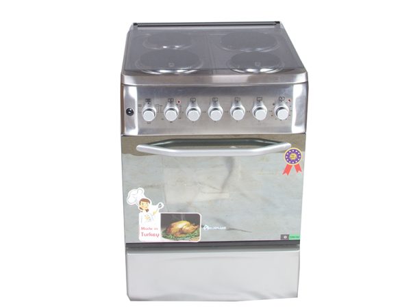 Stainless Steel Blueflame Cooker with 4 Electric burners, Full Electric Oven Fully Electric 60x60cm, S6004ERF - silver