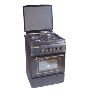 Blueflame Cooker 60x60cm Rustic 3 Gas 1 Electric Plate, Electric Oven, Electric Grill, Auto Ignition, Oven Lamp, T6031ERF -Black Color Electric Grill, Auto Ignition, Oven Lamp, T6031ERF -Black Color