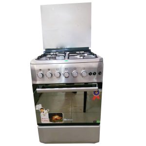 Blueflame 60x60cm Full Gas Cooker Auto Ignition, (4 Gas burners) Gas Oven, D6040GRF- Silver