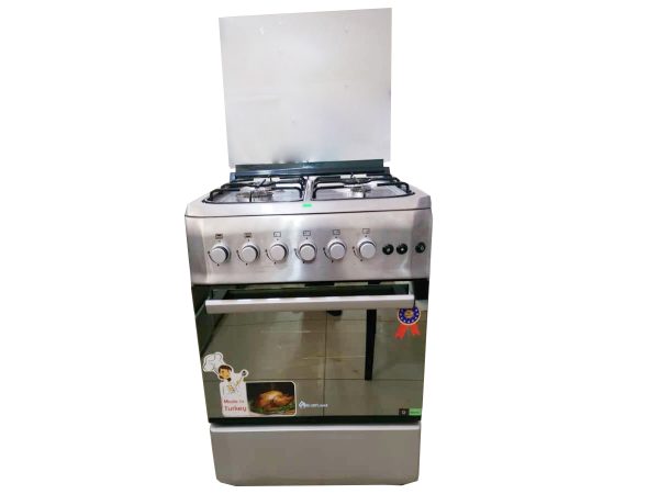 Blueflame 60x60cm Full Gas Cooker Auto Ignition, (4 Gas burners) Gas Oven, D6040GRF- Silver