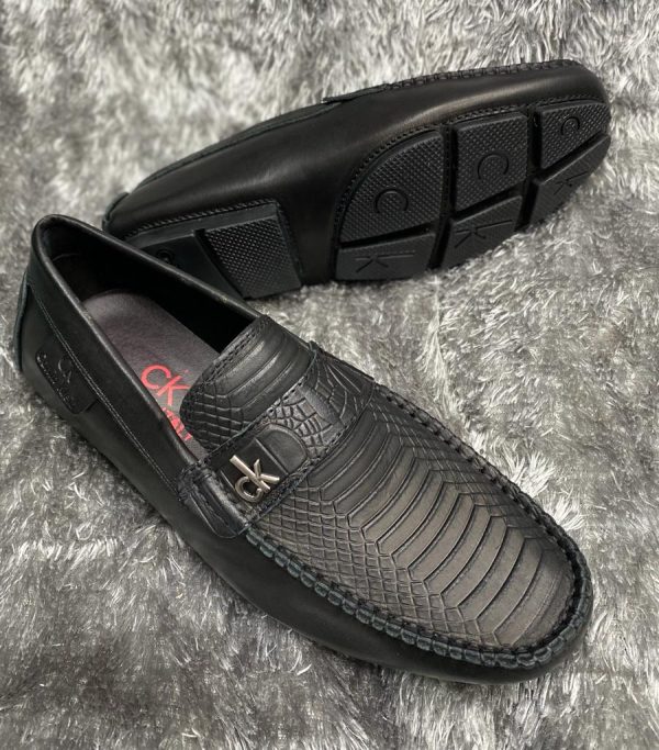 Calvin Klein Men Leather Moccasin - Black