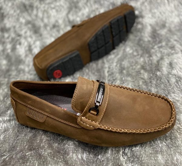 Gucci Men's Shoes- Leather Moccasin | Brown shoes for men